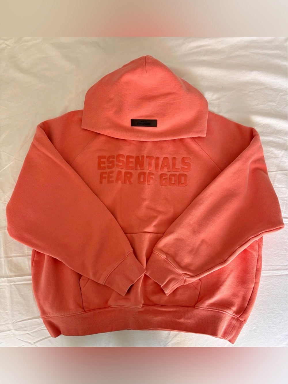 ESSENTIALS FEAR OF GOD AUTHENTIC CORAL HOODIE
